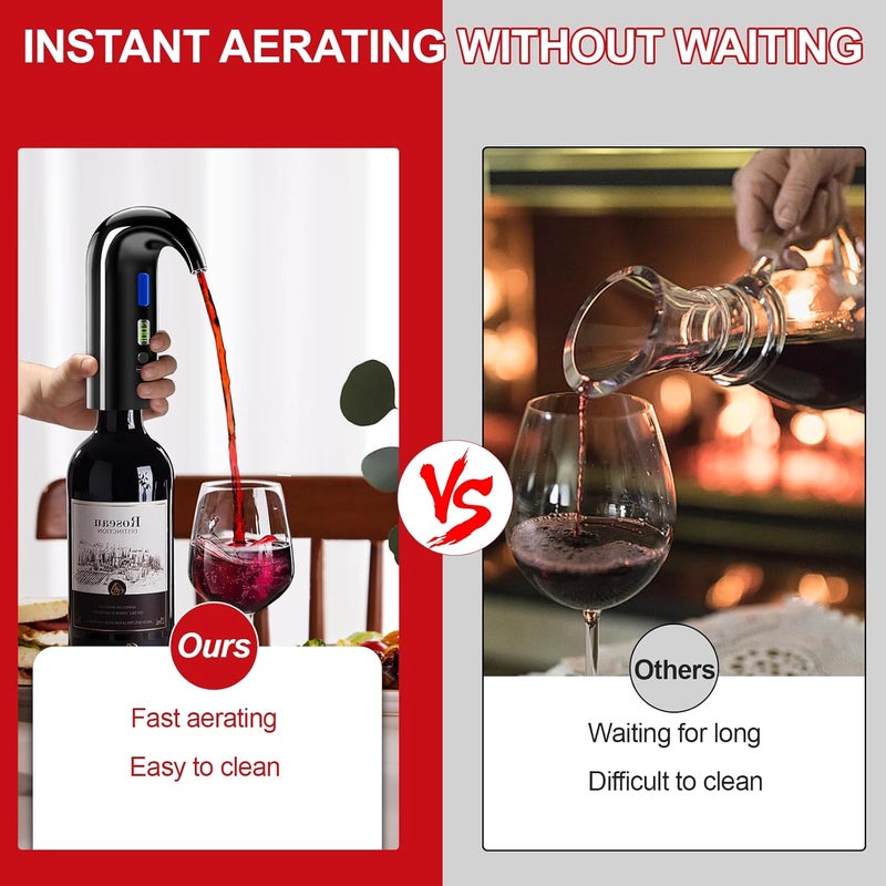 Cozyall Electric Wine Aerator, One-Touch Automatic Wine Decanter for Red & White Wine, Wine Dispenser, Wine Pourer, Wine Gifts for Wine Lovers (Black) - Image 2